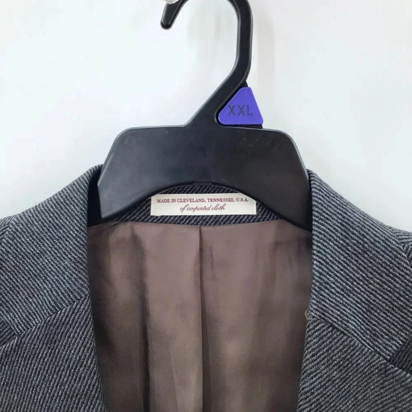Men's Hardwick Sport Coat Blazer 48 Long Gray Stripe Wool Airwool Made in USA - Picture 3 of 14